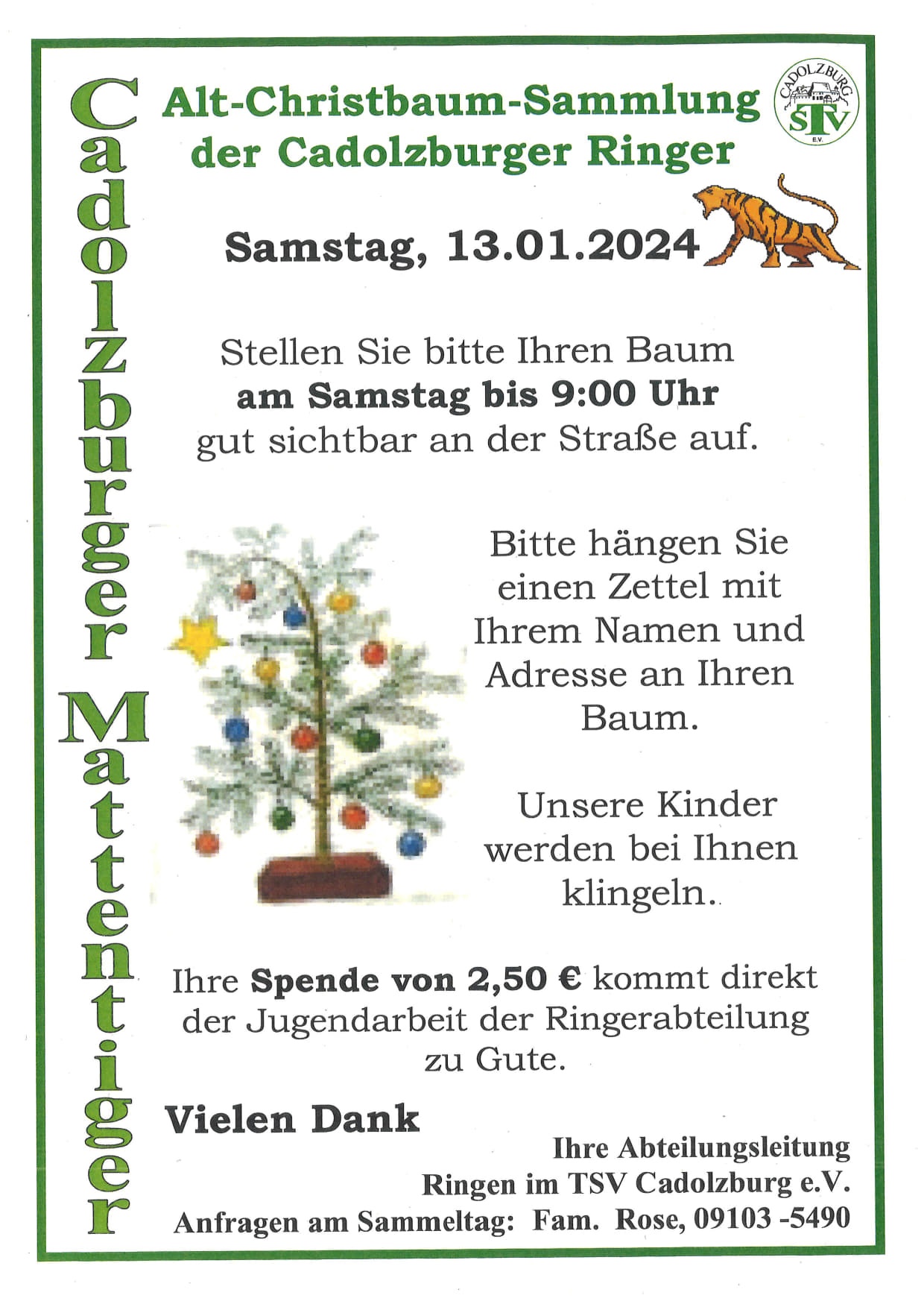 Alt-Christbaum-Sammlung der Cadolzburger Ringer Samstag, 13.01.2024